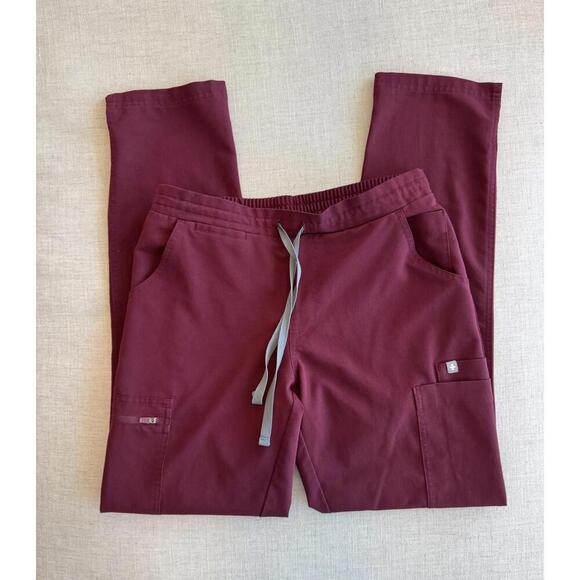 FIGS Yola Scrub Pants Burgundy Size XS - Picture 2 of 5